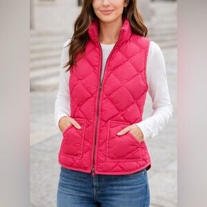 J.Crew Pink Quilted Down Puffer Vest Zip Front Lightweight XS